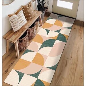NWT Modern Geometric Runner Rug - Washable - Multicolor - 2x6
